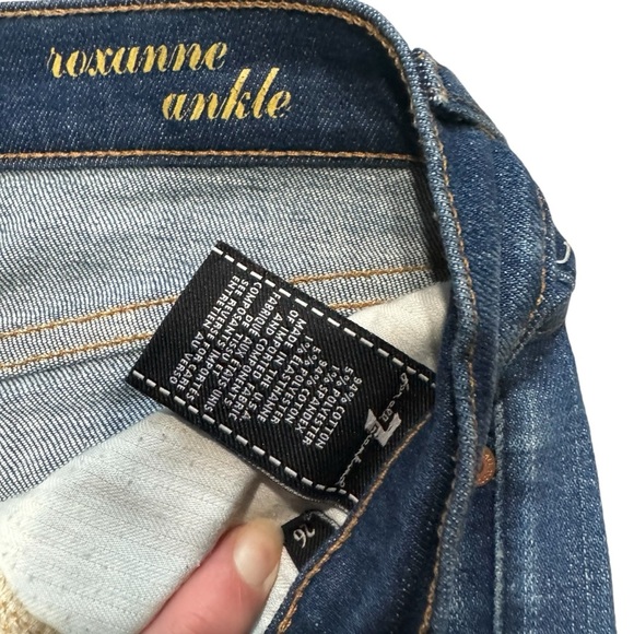 7 For All Mankind Jeans Women’s 26 Roxanne Ankle Distressed Raw Frayed Blue - Picture 11 of 11